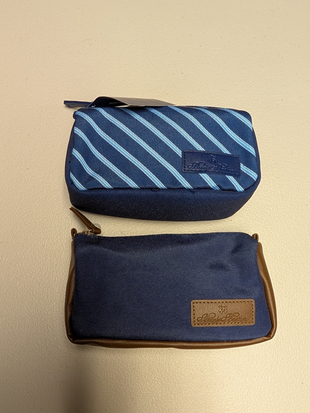 Two Brooks Brothers First Class Navy Blue Men's Toiletry Pouches
